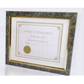 Premium Polymer Certificate Frame w/ Jade Marble Finish & Gold Liner